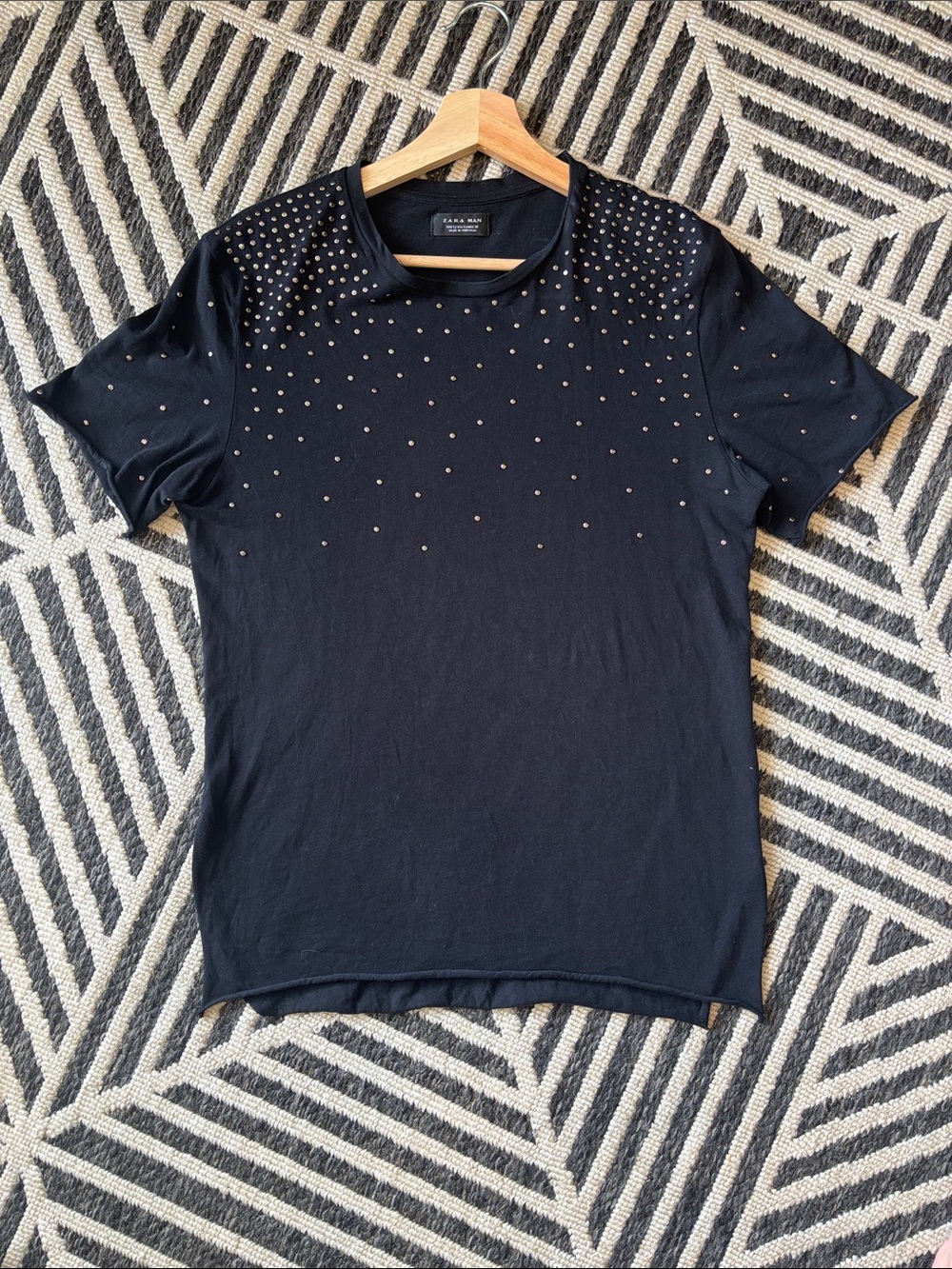 Zara Black Studded Crewneck Tee